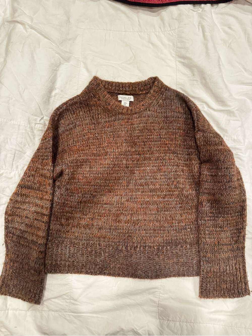 Rachel Zoe Marled Rust-Brown Crewneck Sweater - Picture 2 of 5